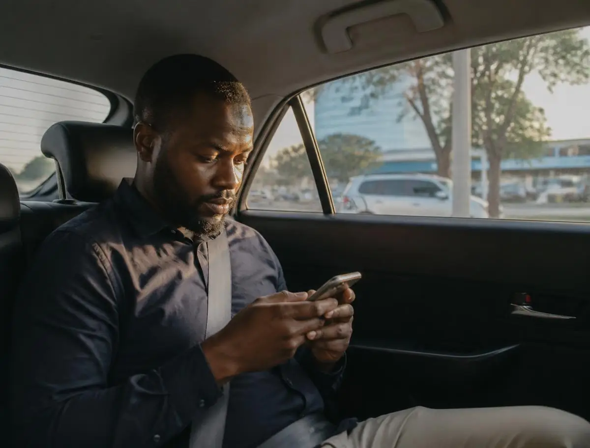 Passageiro moçambicano numa viagem Tsemba Ride em Maputo